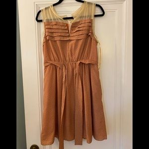 Easley brand dress size medium. Cream, orange and brown pattern.